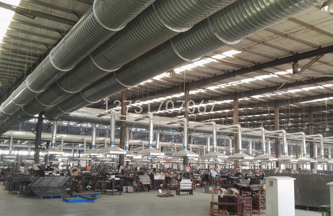 滄州（zhōu）青縣三輪車（chē）廠焊煙濾（lǜ）筒除塵器安裝完畢