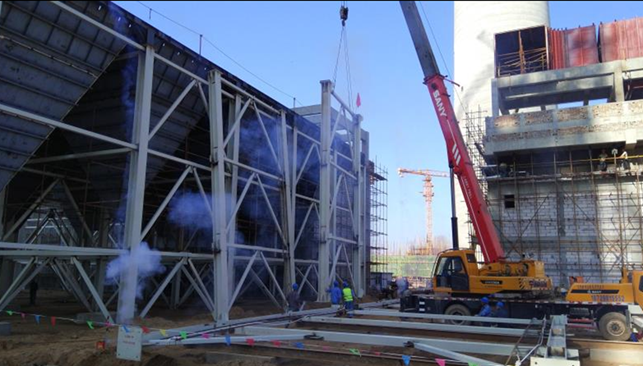 榆林趙石畔75T鍋爐布袋除（chú）塵器開始安裝